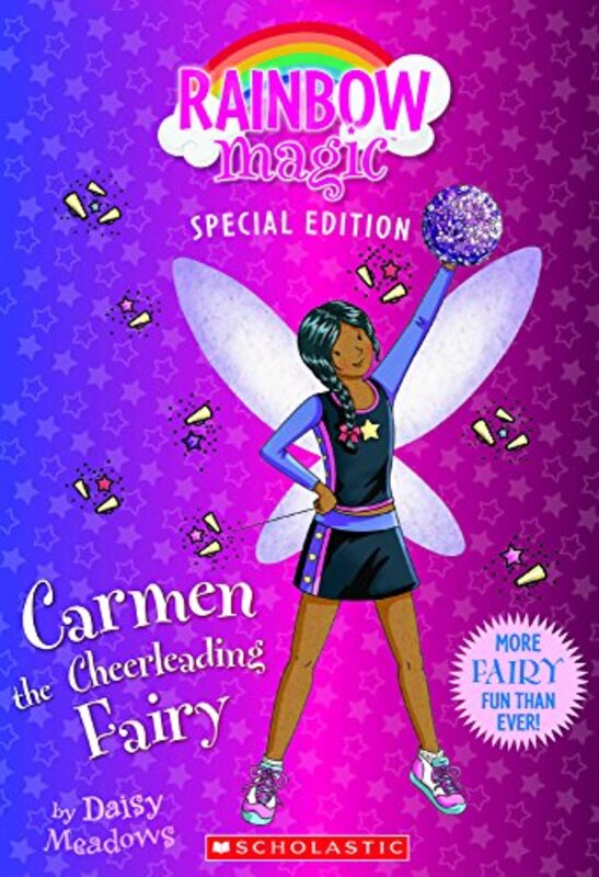 Book cover for "Carmen the Cheerleading Fairy" by Daisy Meadows