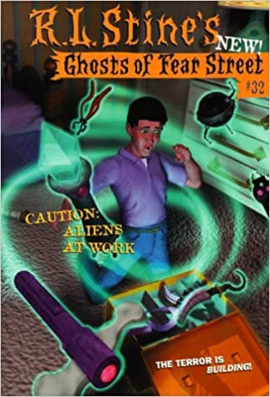 Book cover for "Caution: Aliens at Work" by R.L. Stine