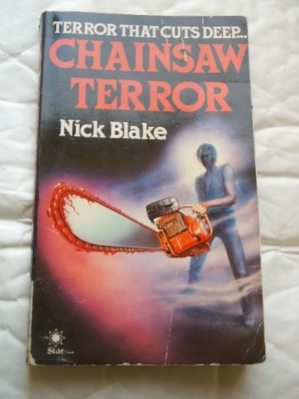 Book cover for "Chainsaw Terror" by Shaun Hutson