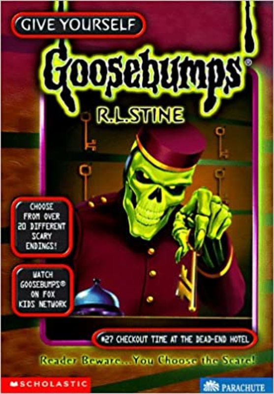 Book cover for "Checkout Time at the Dead-End Hotel" by R.L. Stine