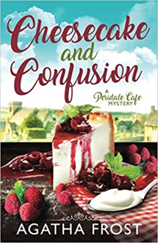 Book cover for "Cheesecake and Confusion" by Agatha Frost