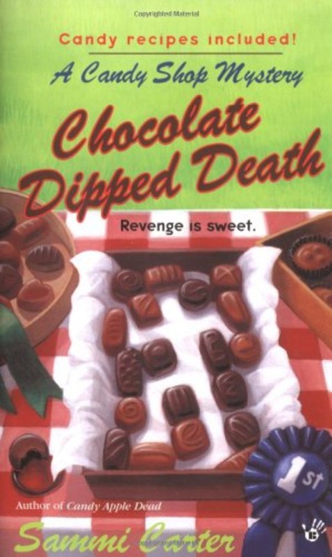 Book cover for "Chocolate Dipped Death" by Sherry Lewis