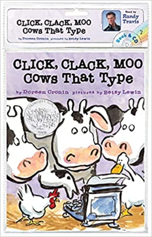 Book cover for "Click, Clack, Moo" by Doreen Cronin