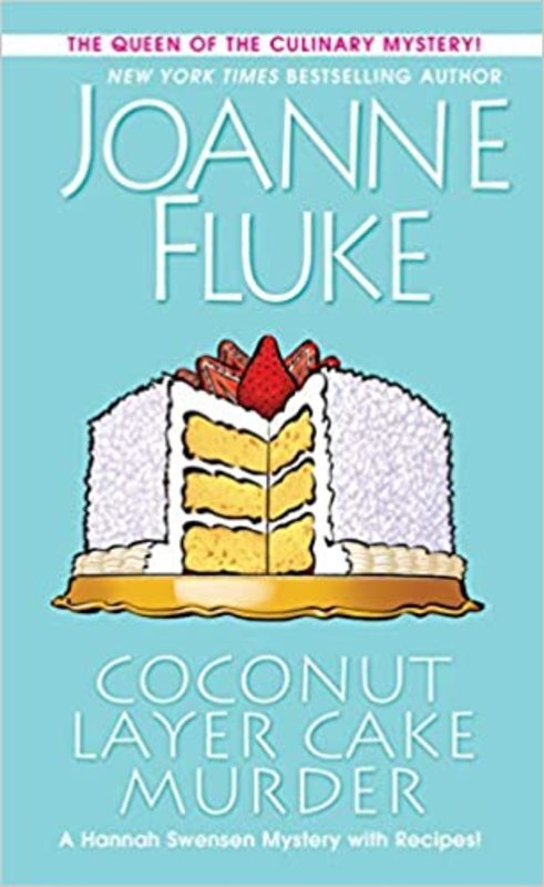 Book cover for "Coconut Layer Cake Murder" by Joanne Fluke