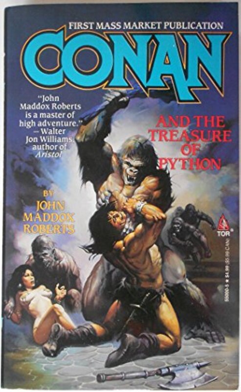 Book cover for "Conan and the Treasure of Python" by John Maddox Roberts