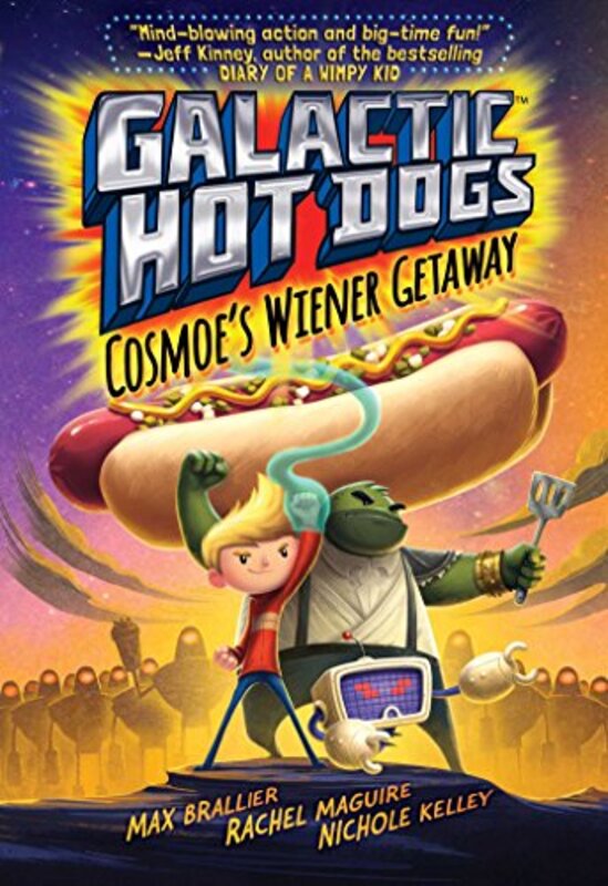 Book cover for "Cosmoe's Wiener Getaway" by Max Brallier