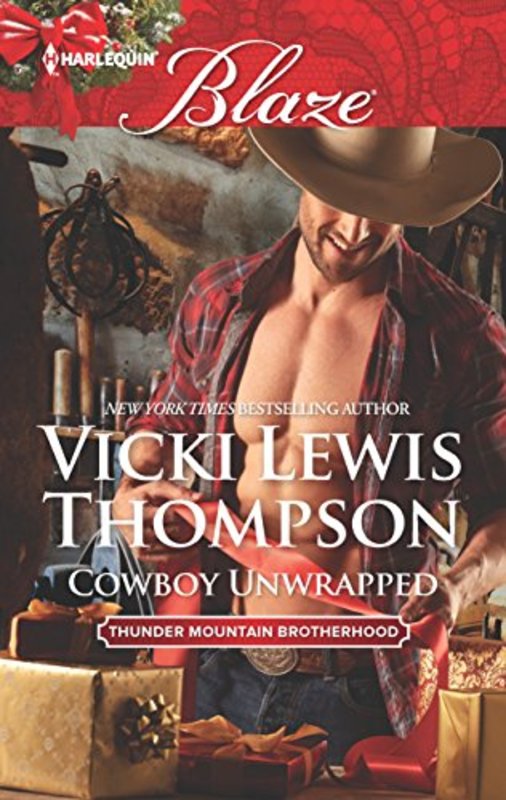 Book cover for "Cowboy Unwrapped" by Vicki Lewis Thompson