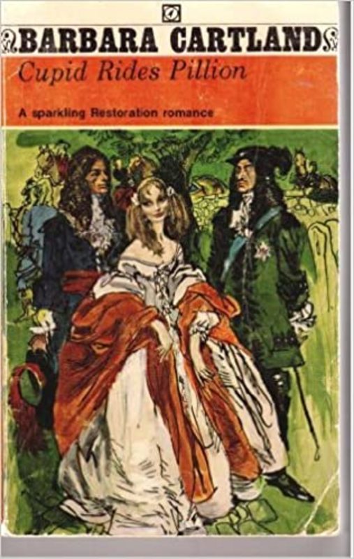 Book cover for "Cupid Rides Pillion" by Barbara Cartland