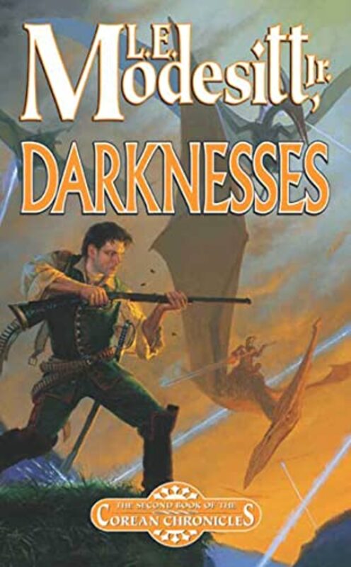 Book cover for "Darknesses" by LE Modesitt Jr