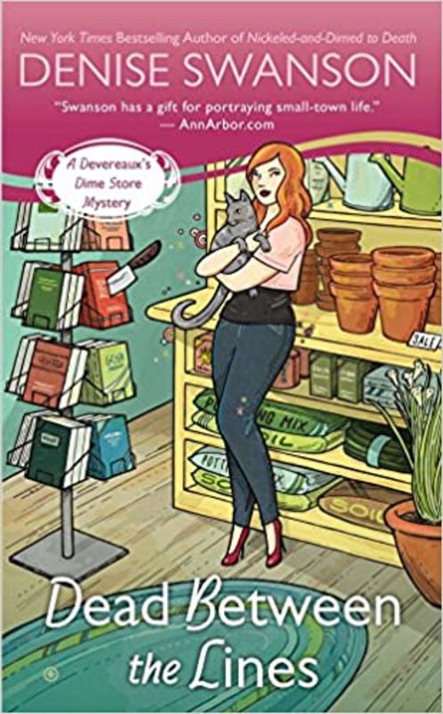 Book cover for "Dead Between the Lines" by Denise Swanson