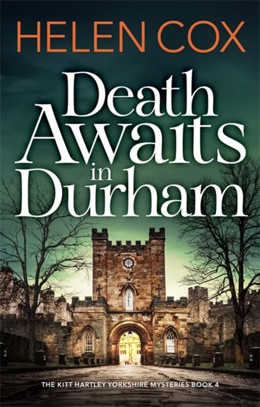 Book cover for "Death Awaits in Durham" by Helen Cox