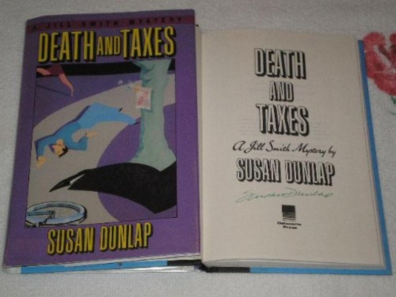 Book cover for "Death and Taxes" by Susan Dunlap