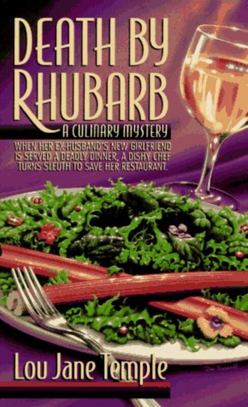 Book cover for "Death by Rhubarb" by Lou Jane Temple