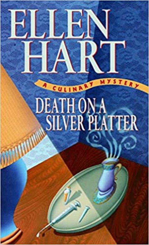 Book cover for "Death on a Silver Platter" by Ellen Hart