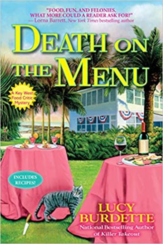 Book cover for "Death on the Menu" by Lucy Burdette