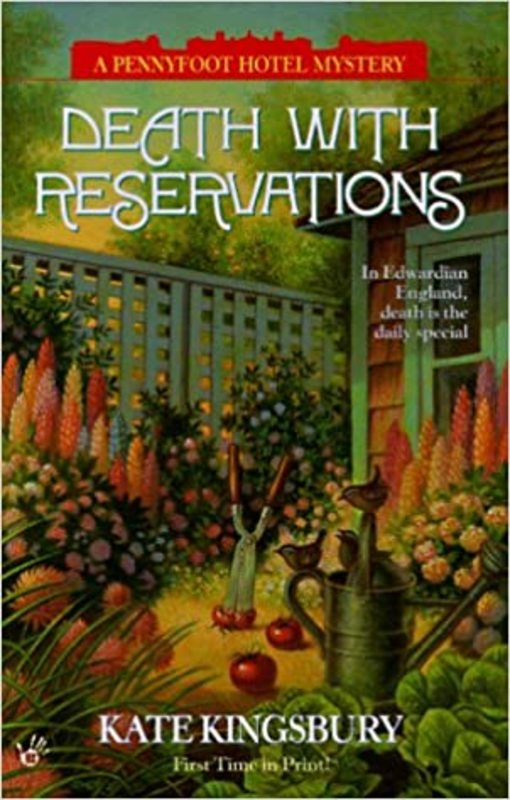 Book cover for "Death with Reservations" by Kate Kingsbury