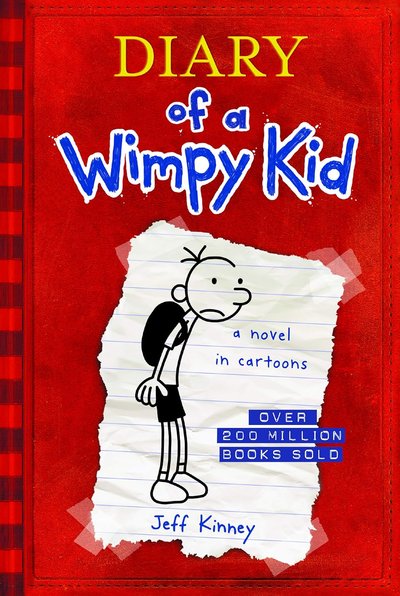 Book cover for "Diary of a Wimpy Kid" by Jeff Kinney