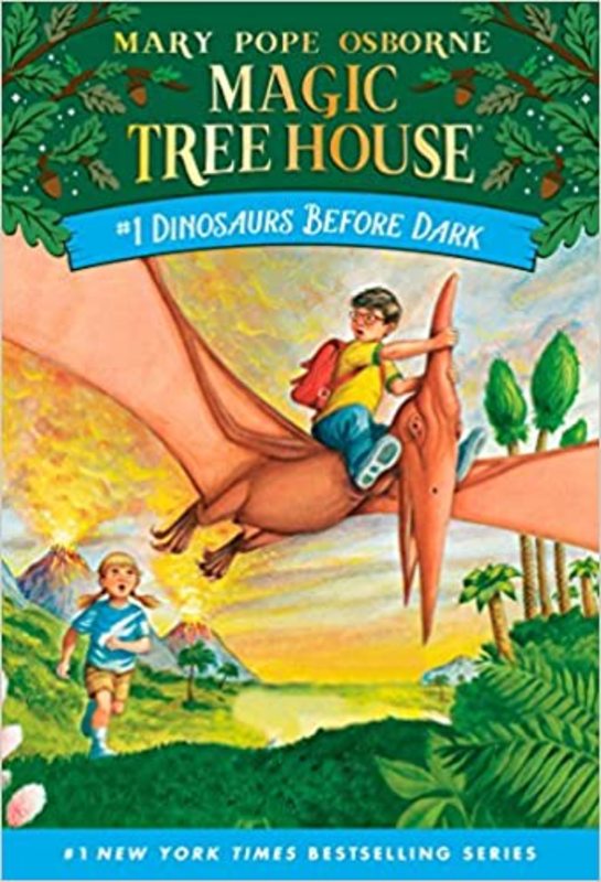 Book cover for "Dinosaurs Before Dark / Valley of the Dinosaurs" by Mary Pope Osborne