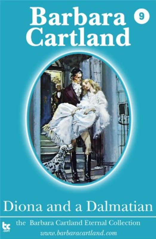 Book cover for "Diona and a Dalmatian" by Barbara Cartland