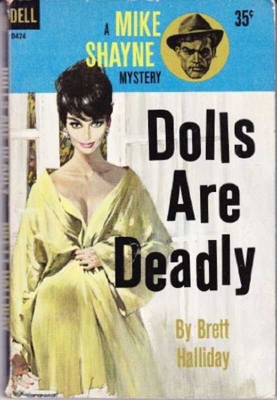 Book cover for "Dolls Are Deadly" by Brett Halliday