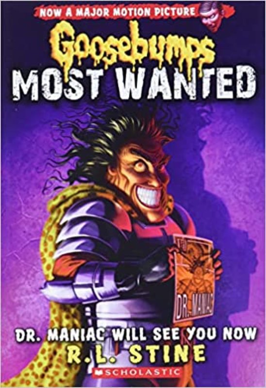 Book cover for "Dr. Maniac Will See You Now" by R.L. Stine