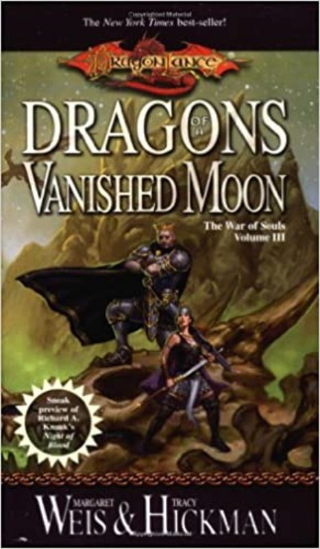 Book cover for "Dragons of a Vanished Moon" by Margaret Weis