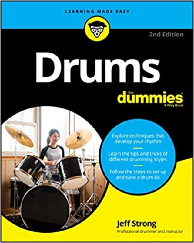 Book cover for "Drums For Dummies" by Jeff Strong