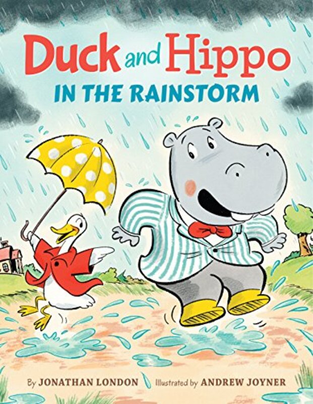 Book cover for "Duck and Hippo in the Rainstorm" by Jonathan London