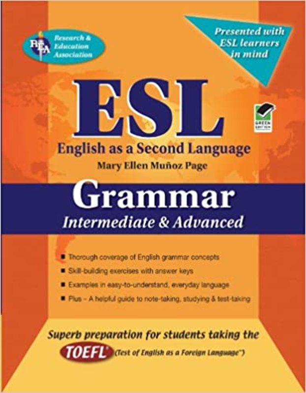 Book cover for "ESL Intermediate/Advanced Grammar" by Mary Ellen Munoz Page