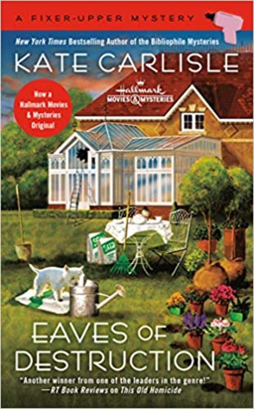 Book cover for "Eaves of Destruction" by Kate Carlisle