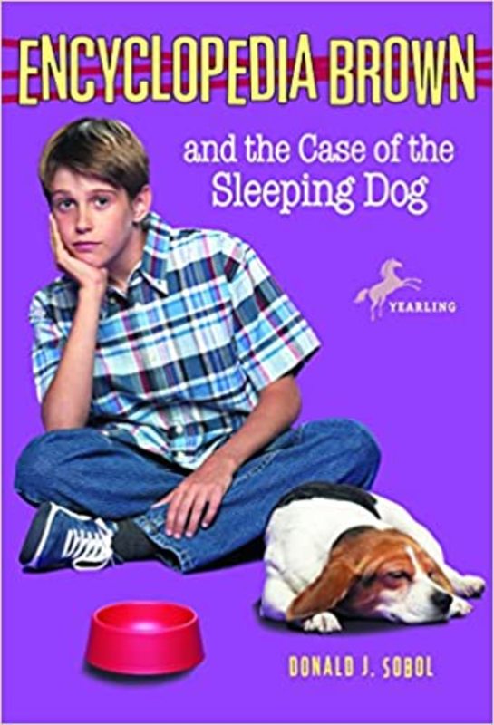 Book cover for "Encyclopedia Brown and the Case of the Sleeping Dog" by Donald J Sobol
