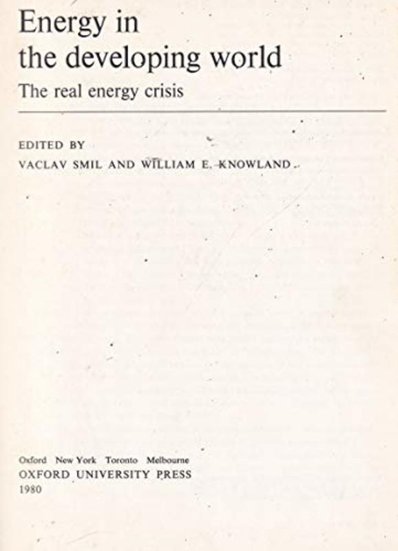 Book cover for "Energy In The Developing World" by Vaclav Smil