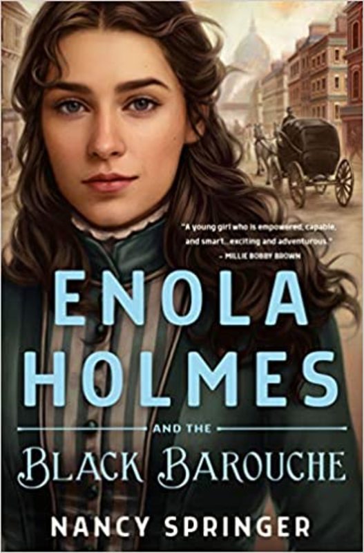 Book cover for "Enola Holmes and the Black Barouche" by Nancy Connor Springer