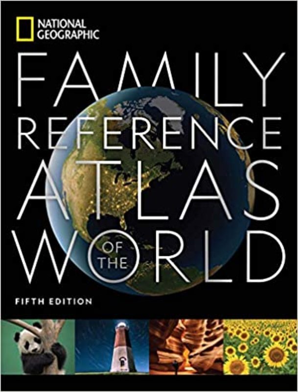 Book cover for "Family Reference Atlas of the World" by National Geographic