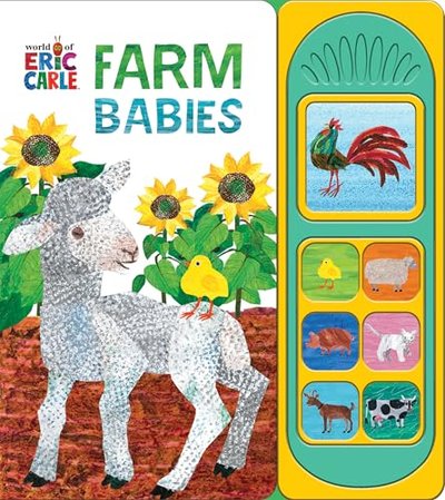 Book cover for "Farm Babies 7-Button Sound Book" by Eric Carle