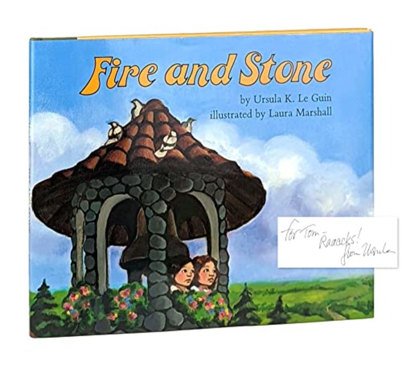 Book cover for "Fire and Stone" by Ursula K Le Guin
