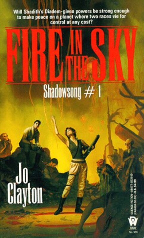 Book cover for "Fire in the Sky" by Jo Clayton