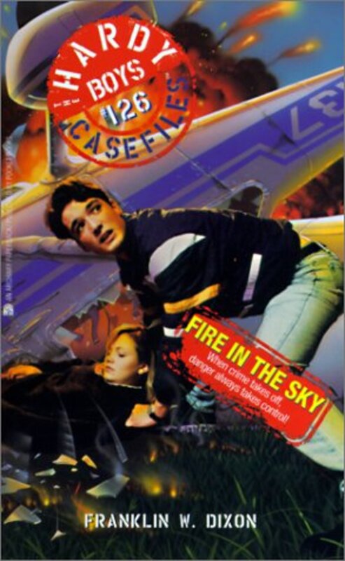 Book cover for "Fire in the Sky" by Franklin W Dixon