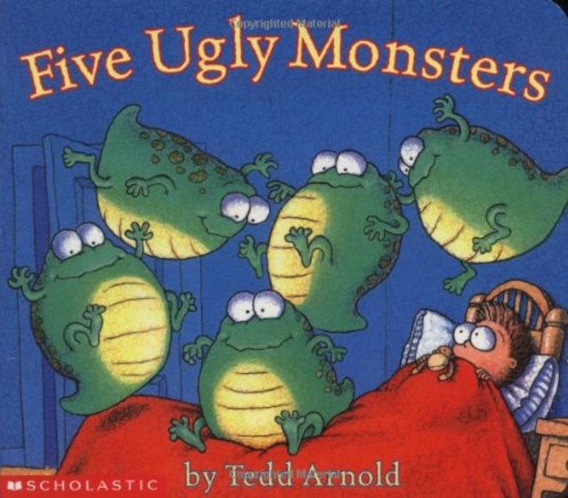 Book cover for "Five Ugly Monsters" by Tedd Arnold
