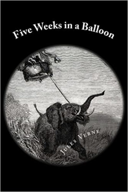Book cover for "Five Weeks in a Balloon" by Jules Verne