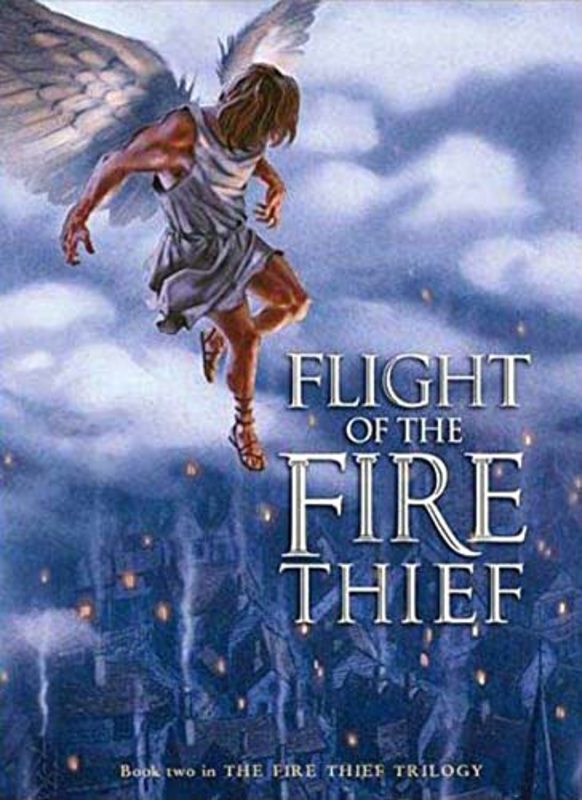 Book cover for "Flight of the Fire Thief" by Terry Deary