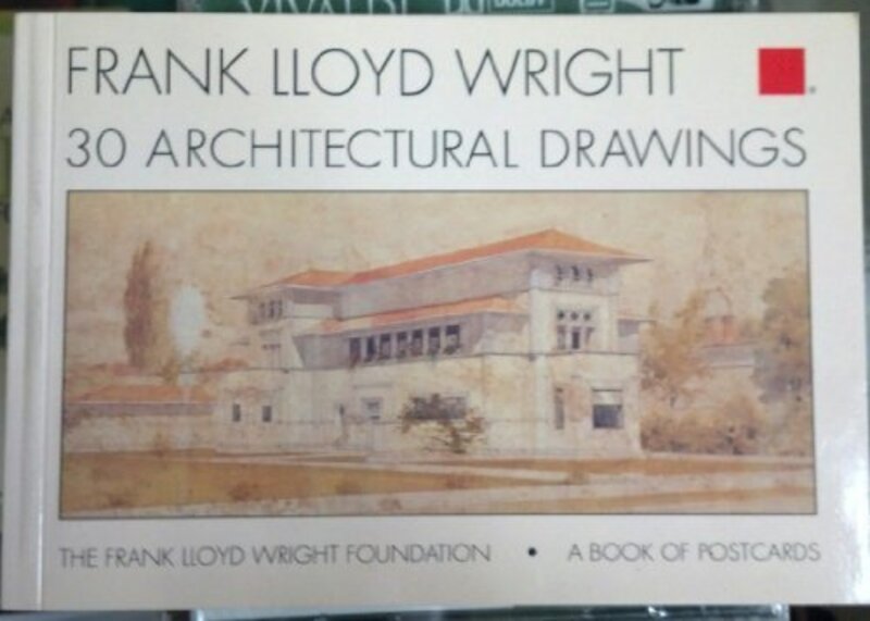 Book cover for "Frank Lloyd Wright, 30 Architectural Drawings" by Frank Lloyd Wright