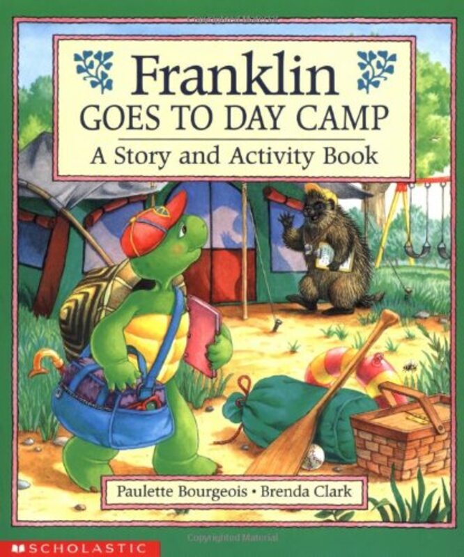 Book cover for "Franklin Goes to Day Camp: A Story and Activity Book" by Jane B Mason