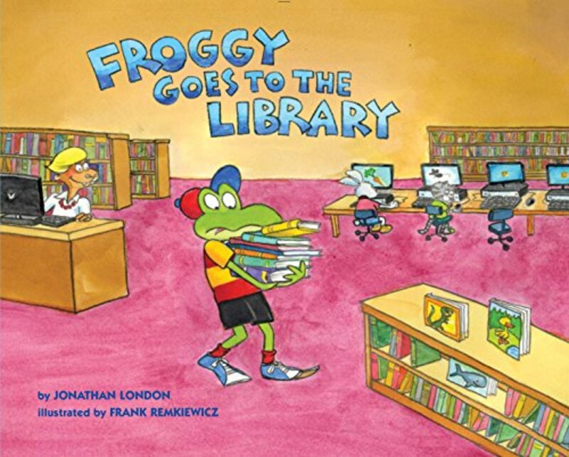 Book cover for "Froggy Goes to the Library" by Jonathan London