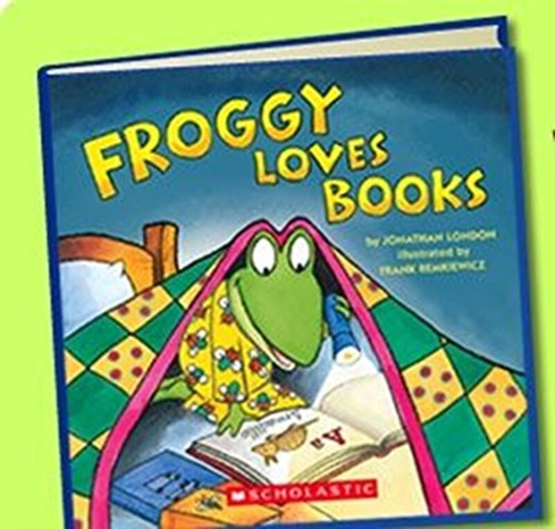Book cover for "Froggy Loves Books" by Jonathan London