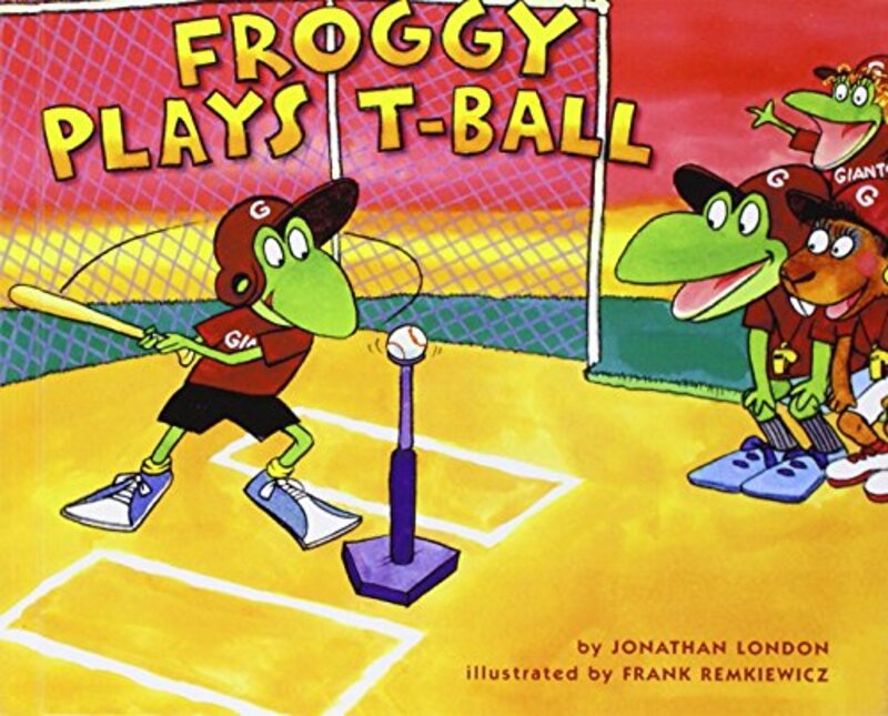 Book cover for "Froggy Plays T-ball" by Jonathan London