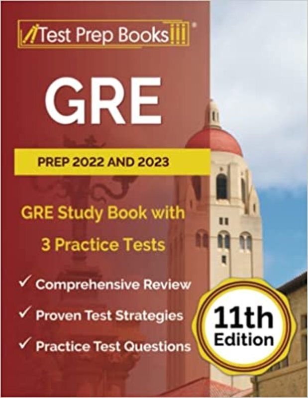 Book cover for "GRE Prep 2022 and 2023" by Joshua Rueda