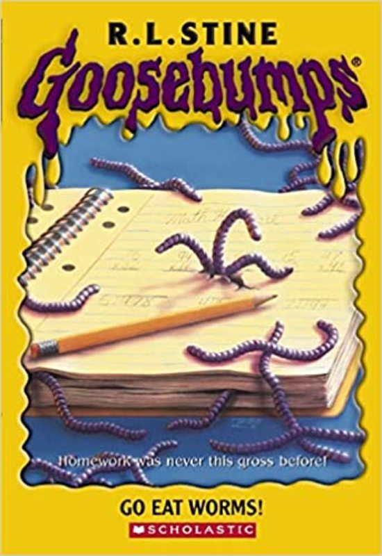 Book cover for "Go Eat Worms!" by R.L. Stine