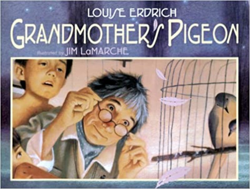 Book cover for "Grandmother's Pigeon" by Louise Erdrich
