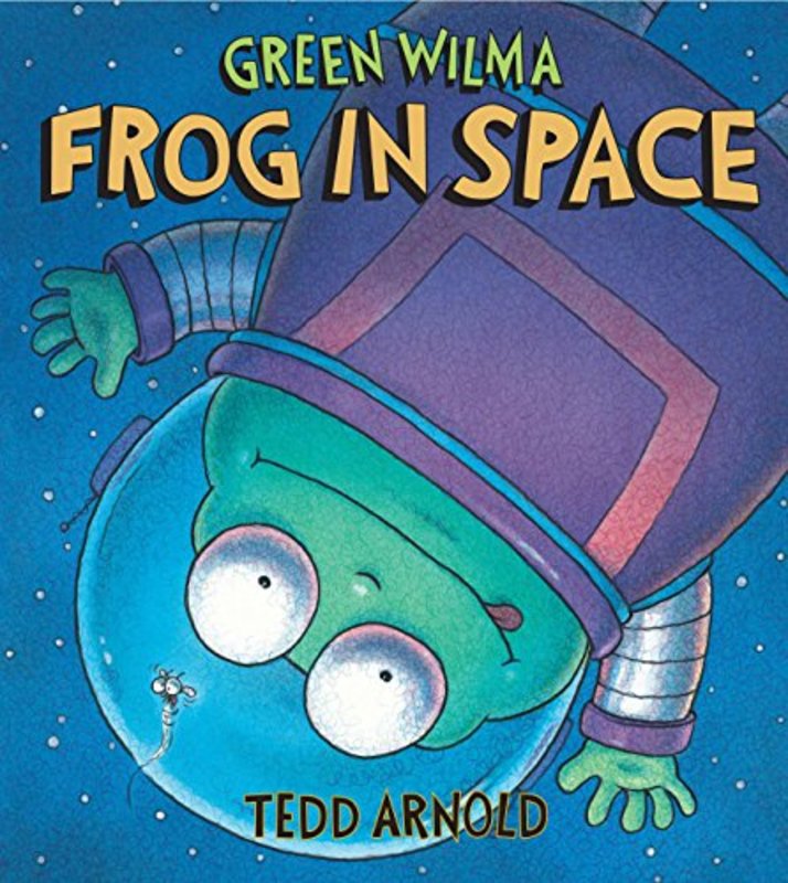Book cover for "Green Wilma, Frog in Space" by Tedd Arnold